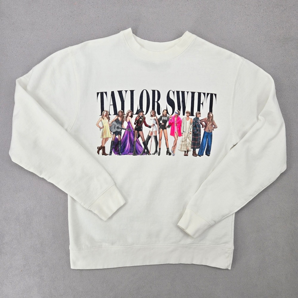 Taylor Swift SMALL Midnights‎ Eras Tour Graphic Sweatshirt Unisex White Pullover